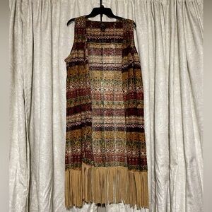 Size L Boho/Hippie Lace Calf Length Duster